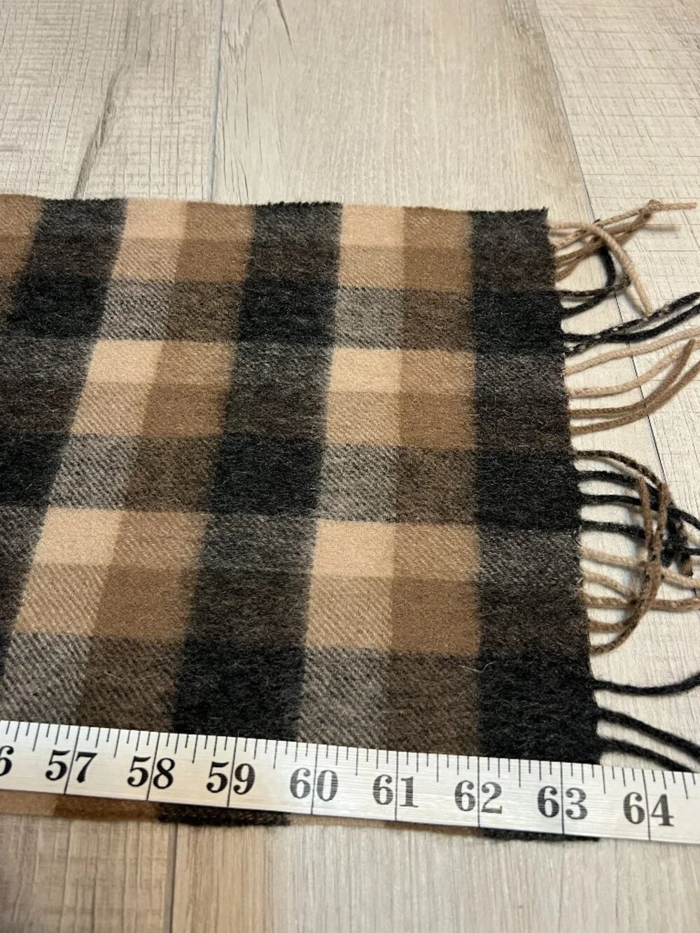 Edinburgh 100% Lambswool Scarf Brown Black Plaid Tartan Check Winter Warm Wool